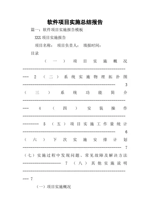 软件项目实施总结报告