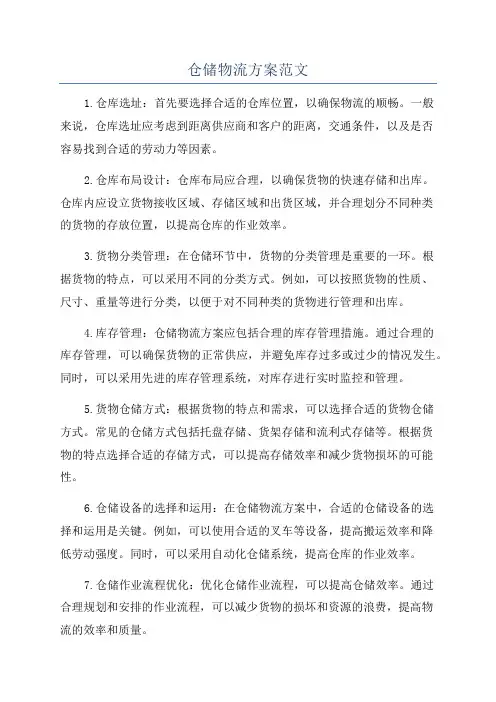 仓储物流方案范文