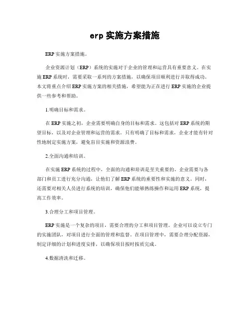erp实施方案措施