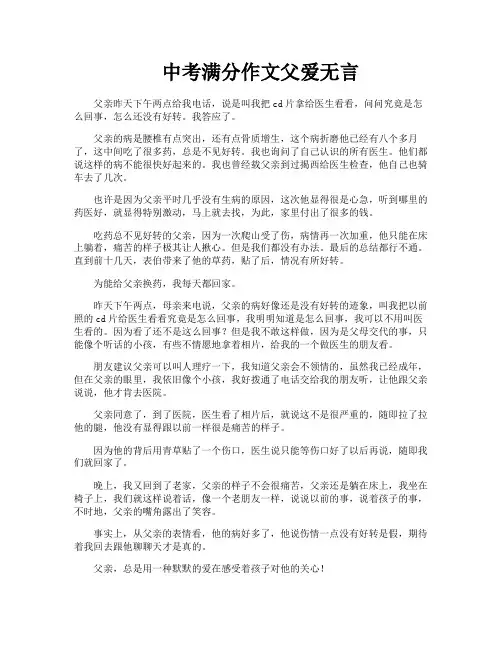 中考满分作文父爱无言