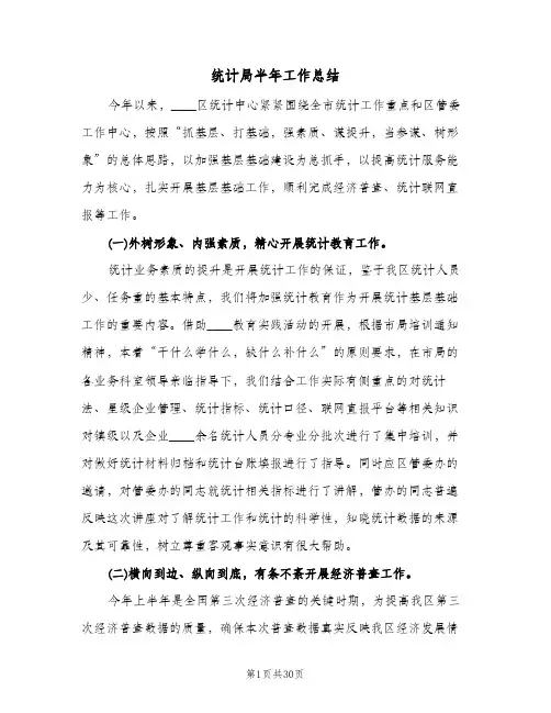 统计局半年工作总结(五篇)