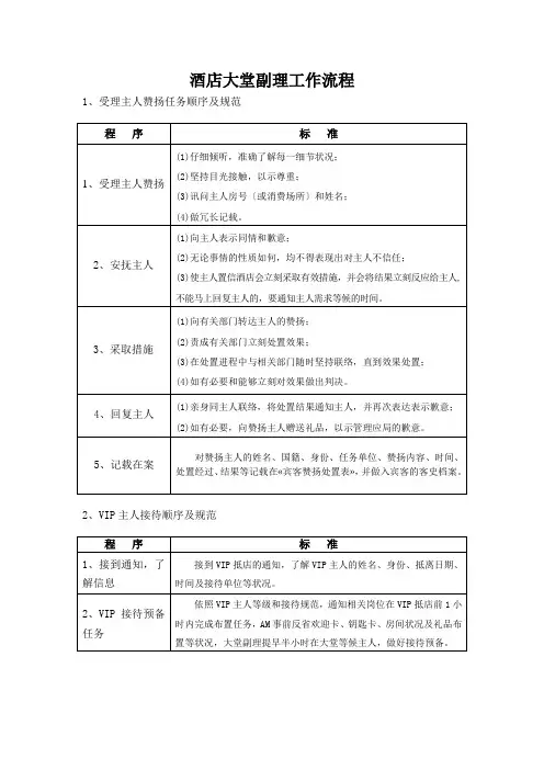 酒店大堂副理工作流程