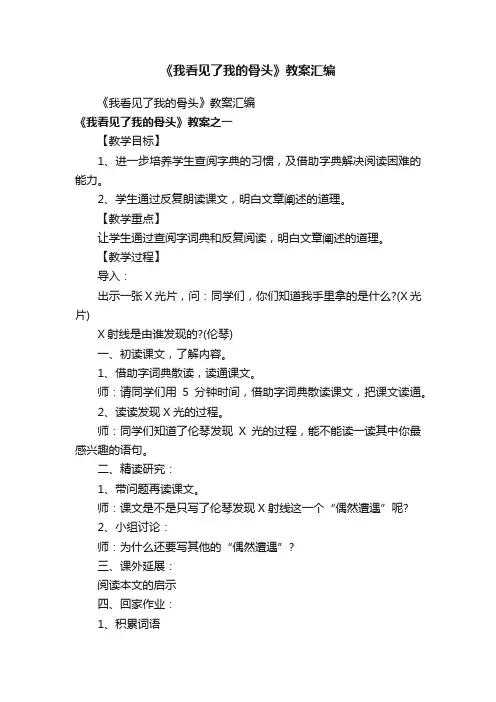 《我看见了我的骨头》教案汇编