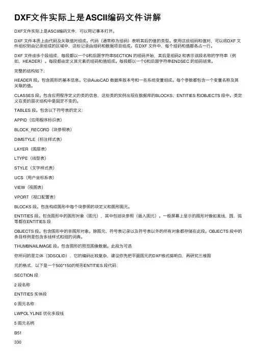 DXF文件实际上是ASCII编码文件讲解