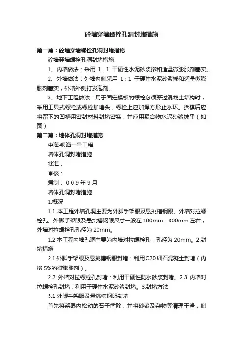 砼墙穿墙螺栓孔洞封堵措施