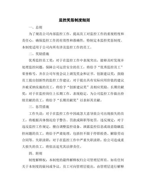 监控奖惩制度细则