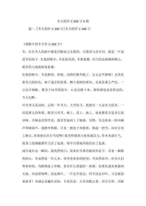 冬天的作文600字6篇