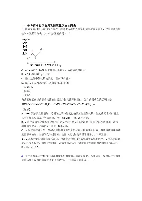 2020-2021全国中考化学金属及酸碱盐反应的图像的综合中考真题汇总附详细答案