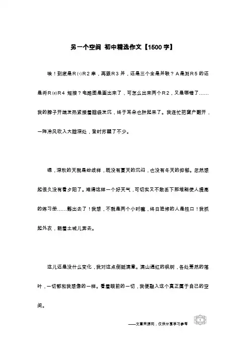 另一个空间 初中精选作文【1500字】