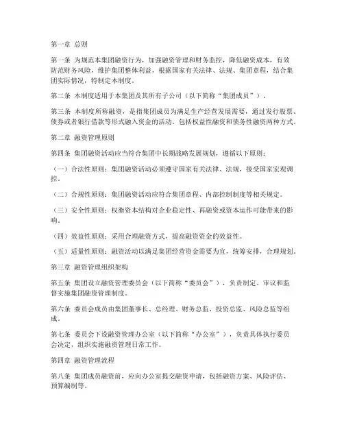 集团统一融资管理制度范本
