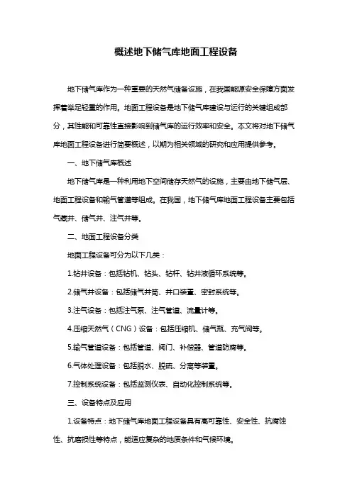 概述地下储气库地面工程设备