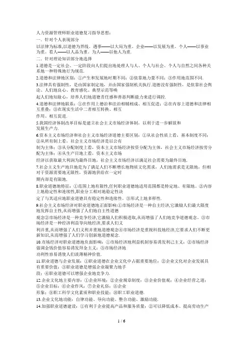 人力资源师考证职业道德考试要点