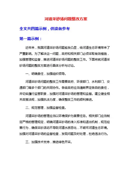 河道采砂场问题整改方案