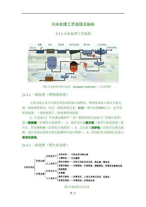 污水处理工艺流程及其指标