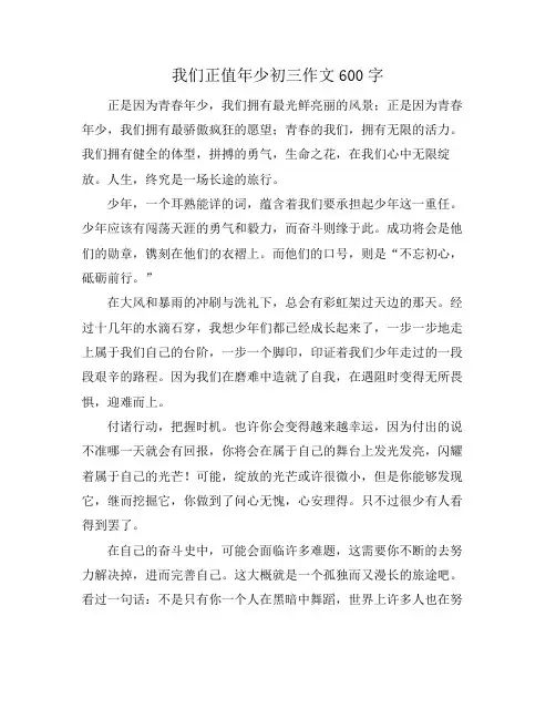 我们正值年少初三作文600字