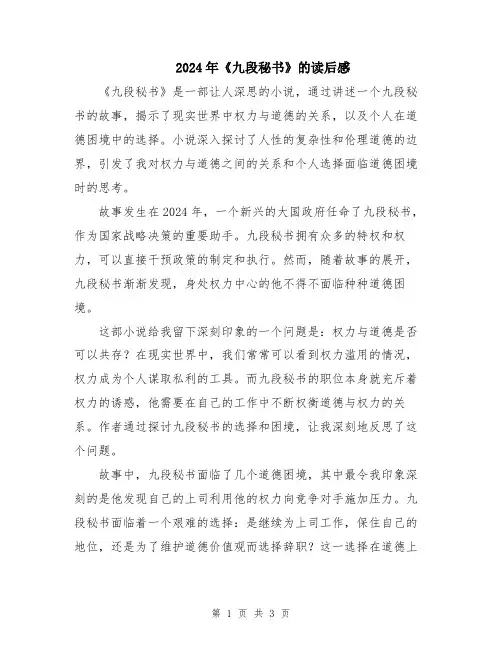 2024年《九段秘书》的读后感