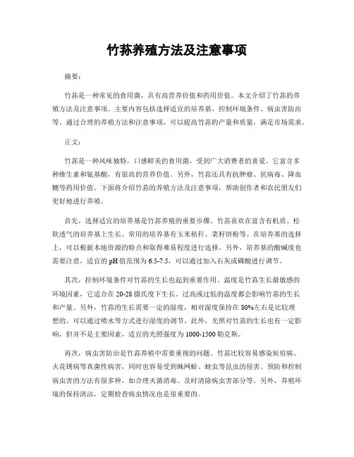 竹荪养殖方法及注意事项