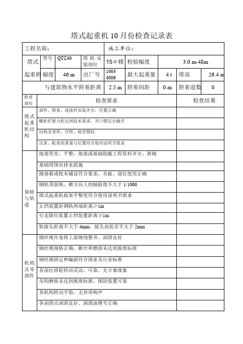 塔式起重机月检表