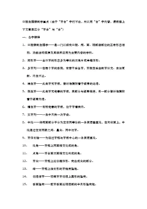 口腔生理解剖学重点