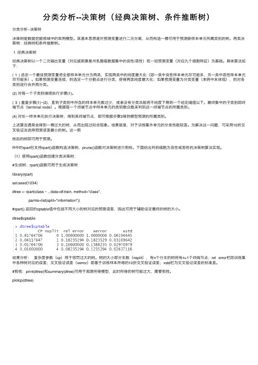 分类分析--决策树（经典决策树、条件推断树）