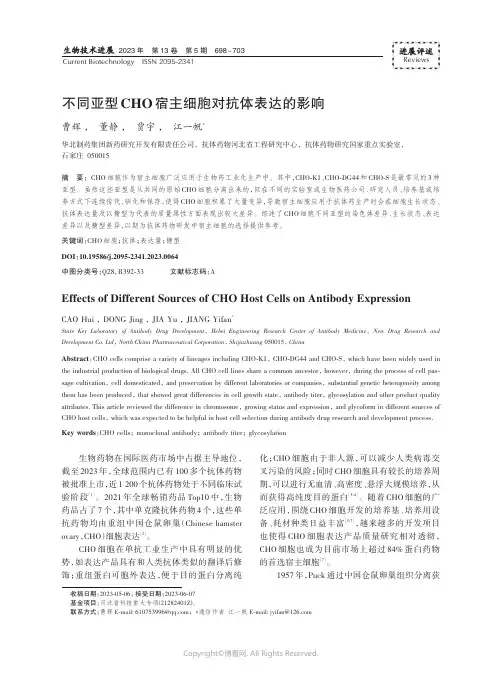 不同亚型CHO_宿主细胞对抗体表达的影响