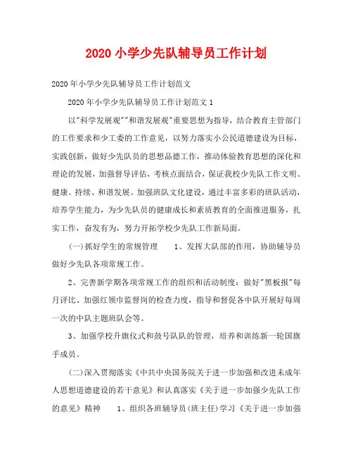 2020小学少先队辅导员工作计划
