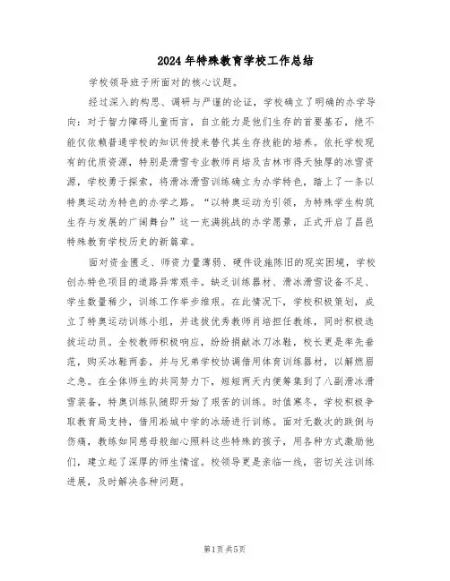 2024年特殊教育学校工作总结（3篇）
