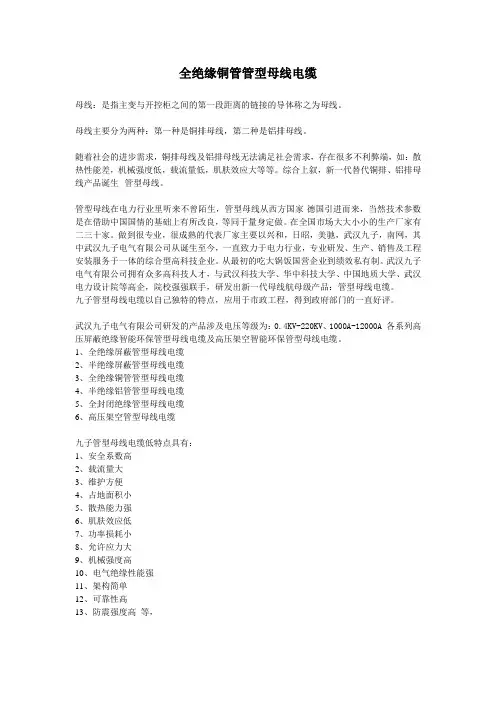 全绝缘铜管管型母线电缆