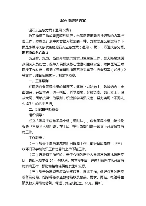 泥石流应急方案（通用6篇）