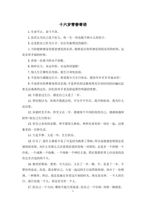 十六岁青春寄语