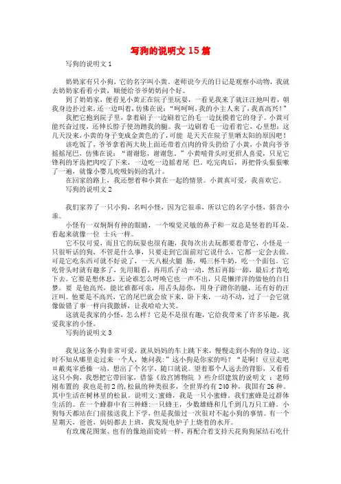 写狗的说明文15篇