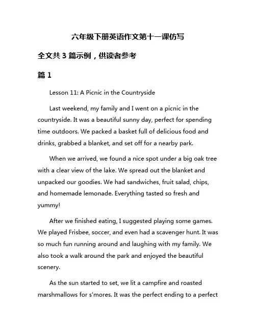 六年级下册英语作文第十一课仿写