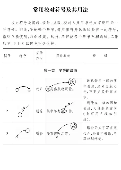 常用校对符号及其用法