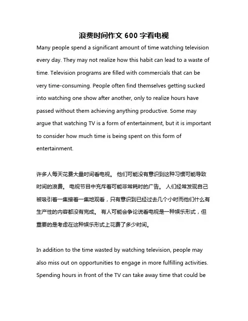浪费时间作文600字看电视
