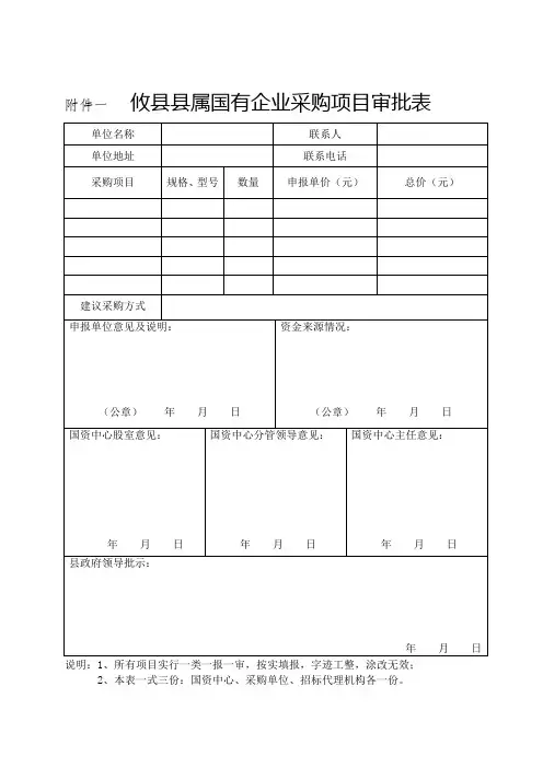 攸属国有企业采购项目审批表