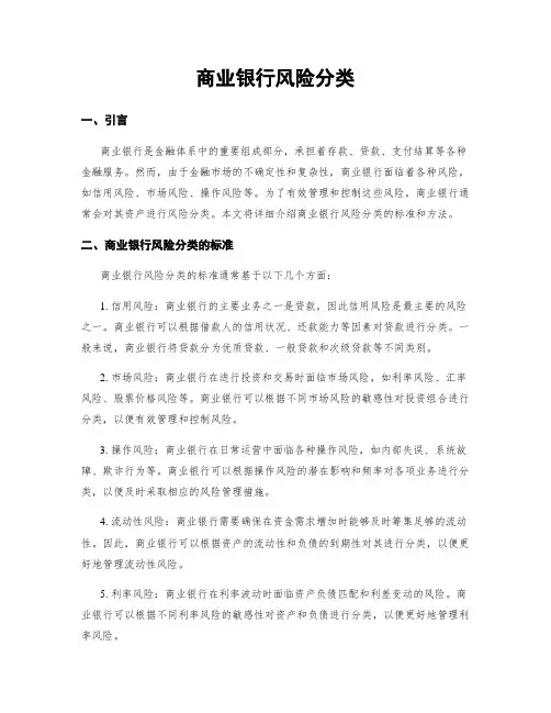 商业银行风险分类