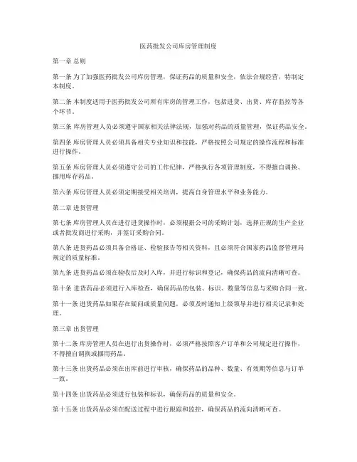 医药批发公司库房管理制度