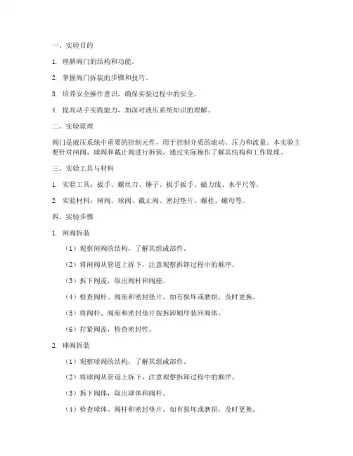 阀门拆装实验报告