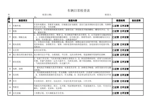 车辆日常检查表(完整版)