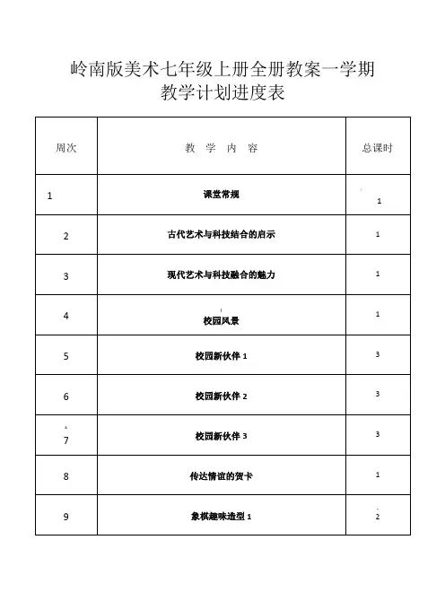 岭南版美术七年级上册全册教案