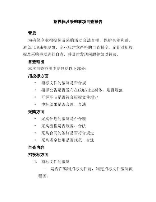 招投标及采购事项自查报告