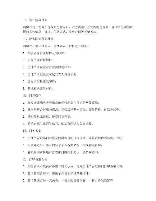 新房购房合同网签备案过程