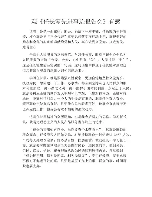 观《任长霞先进事迹报告会》有感