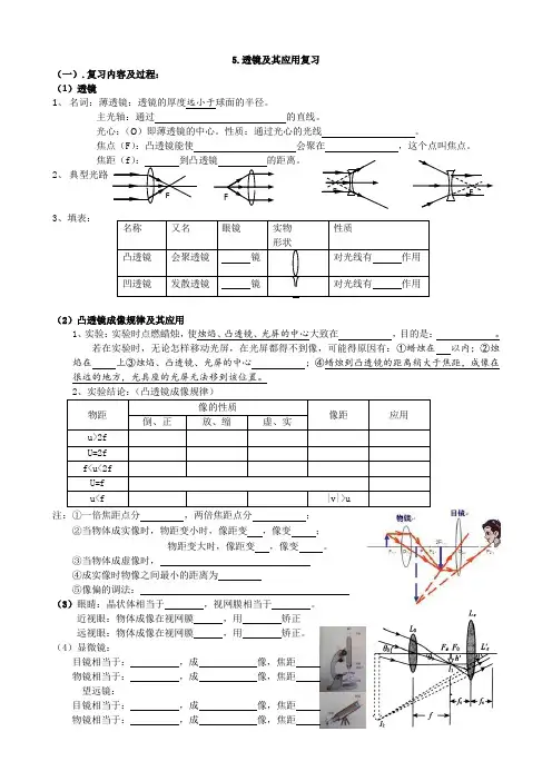 2021年中考物理复习专用5透镜及其应用