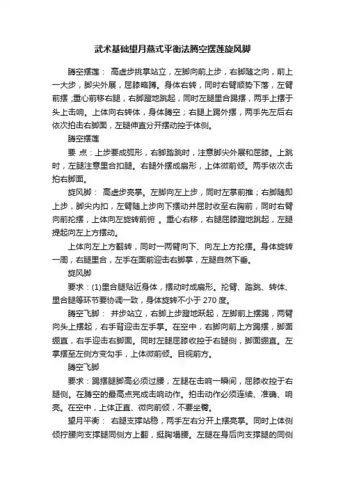 武术基础望月燕式平衡法腾空摆莲旋风脚