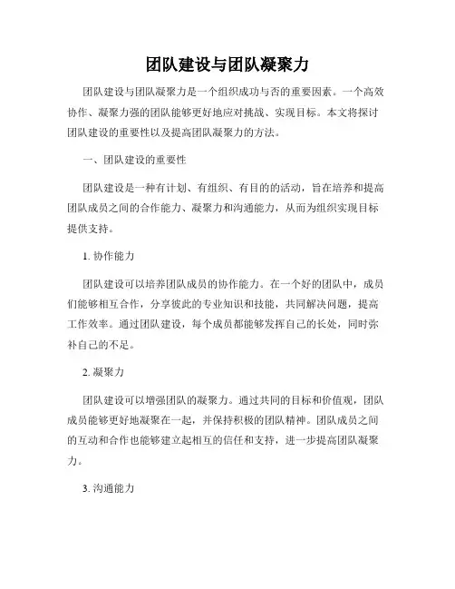团队建设与团队凝聚力