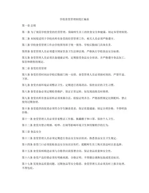 学校食堂管理制度汇编表