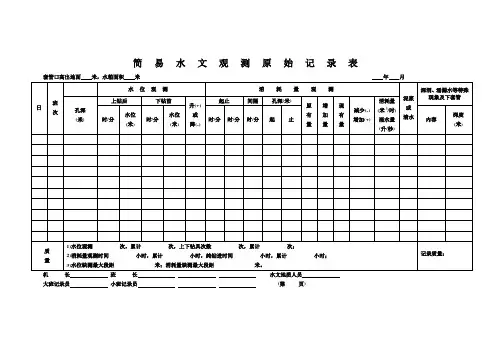 简易水文观测原始记录表
