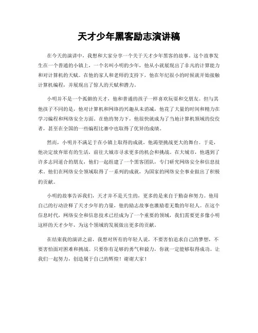 天才少年黑客励志演讲稿