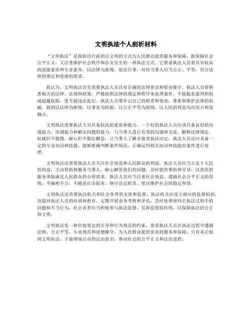 文明执法个人剖析材料